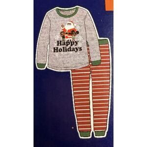 Black Paper Party Christmas Pajamas Black Santa Girls Medium 7/8 New